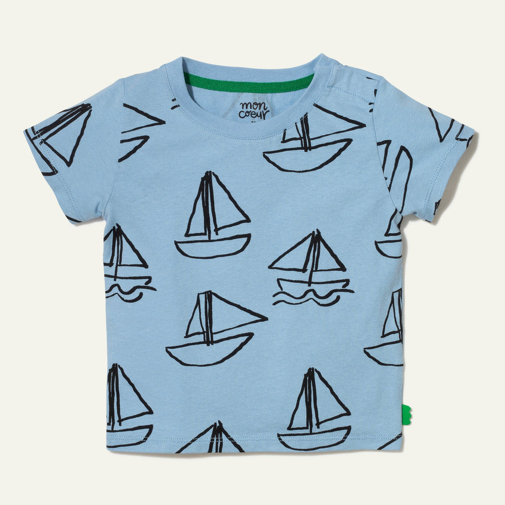 Mon Coeur Recycled Cotton Sailboat Kid T-Shirt | Playroom Avenue