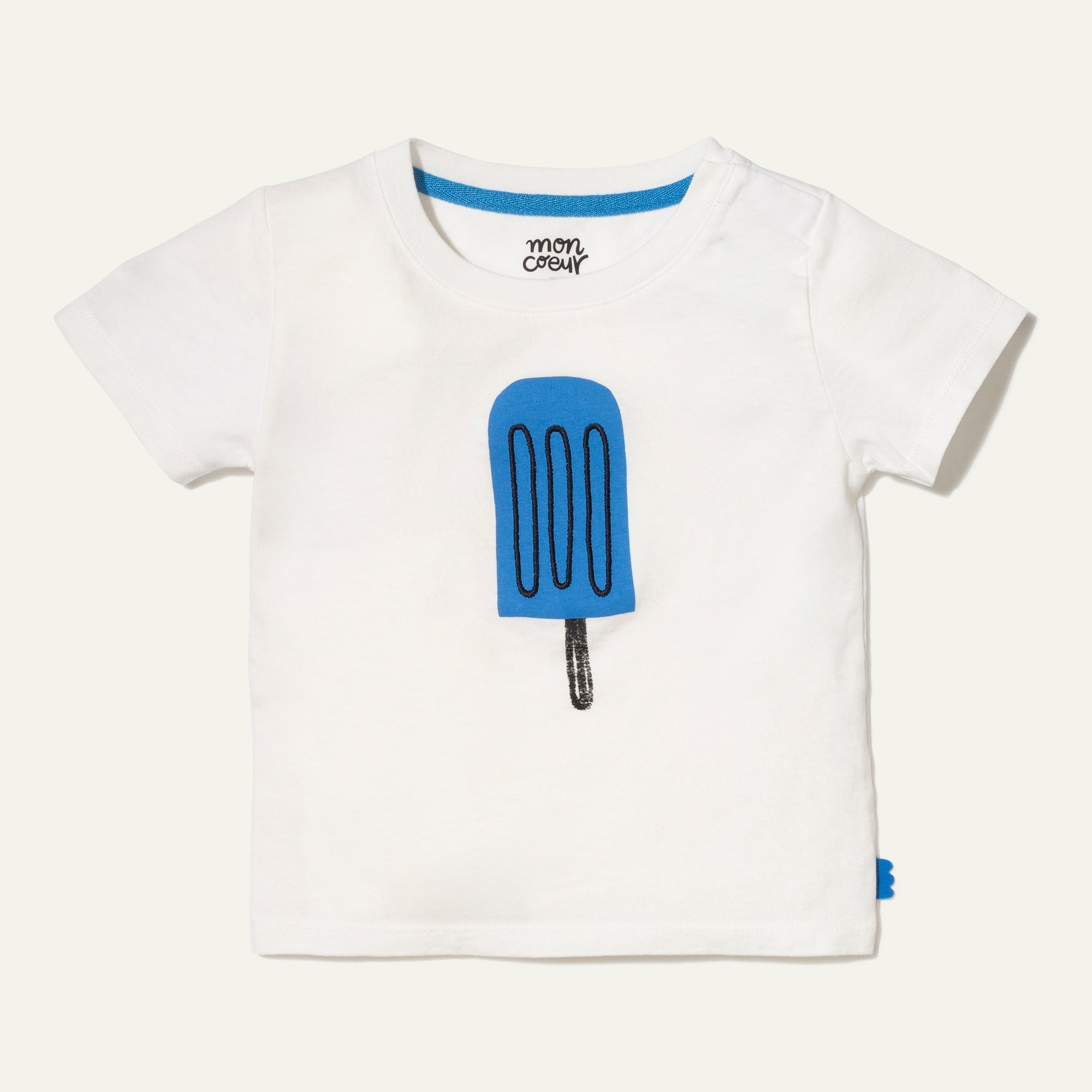 Mon Coeur Recycled Cotton Blue Ice Pop Baby T-Shirt | Playroom Avenue