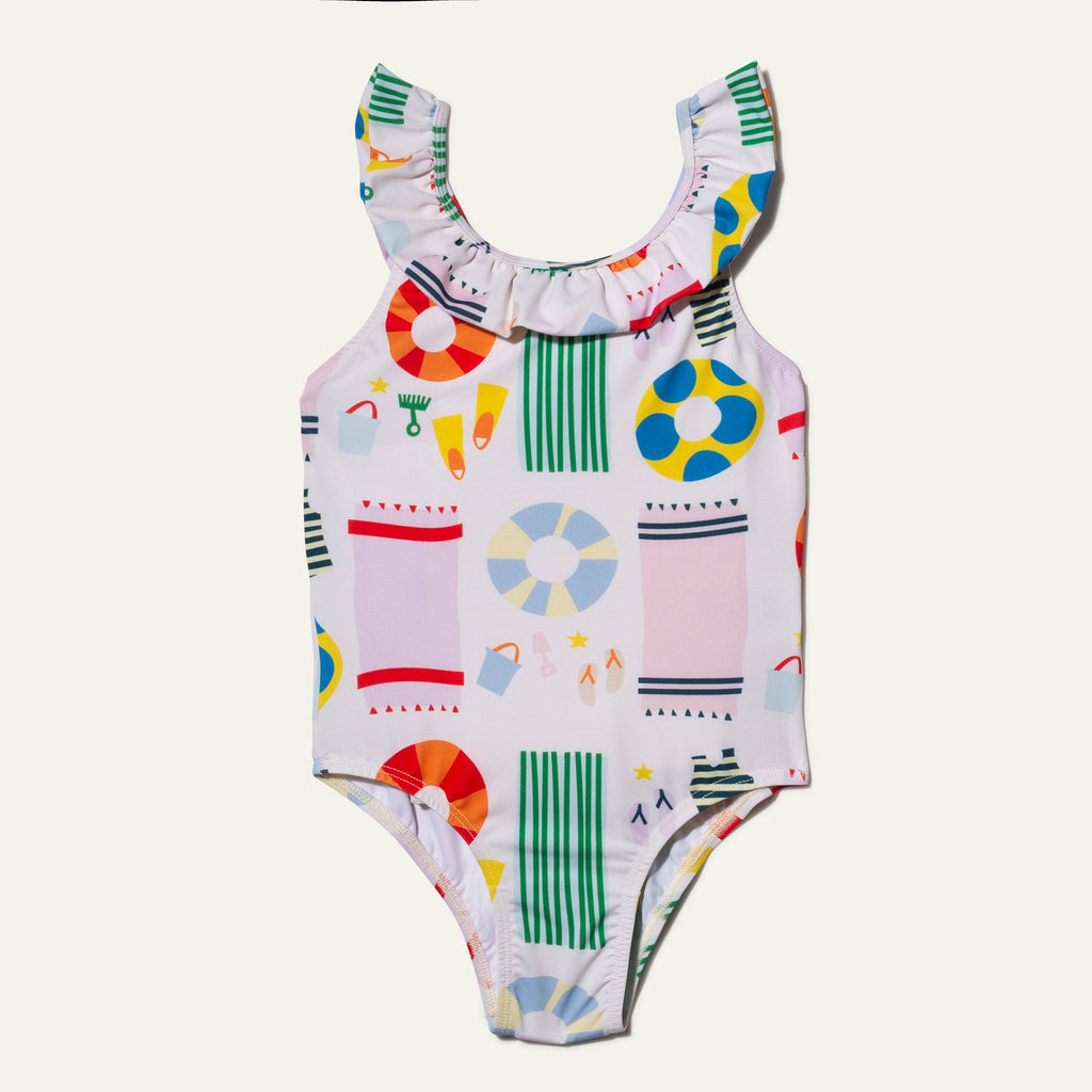 Mon Coeur UPF 50+ Recycled Polyester Beach Kid Ruffle Swimsuit | Playroom Avenue