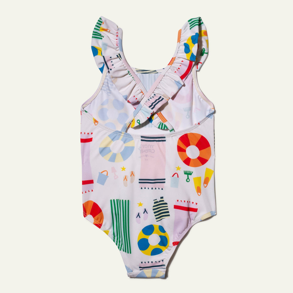 Mon Coeur UPF 50+ Recycled Polyester Beach Kid Ruffle Swimsuit | Playroom Avenue