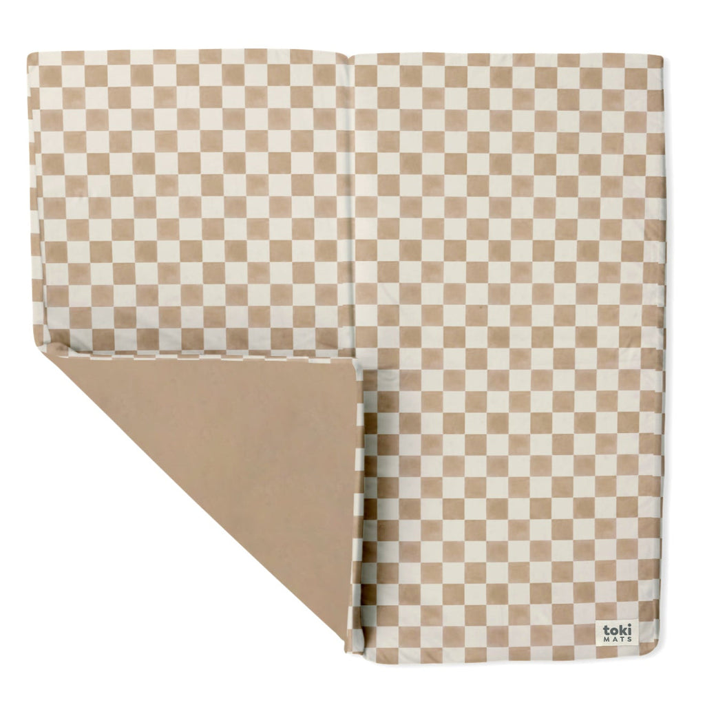 Toki Kids Checker Toffee Organic Cotton Mat Standard | Playroom Avenue