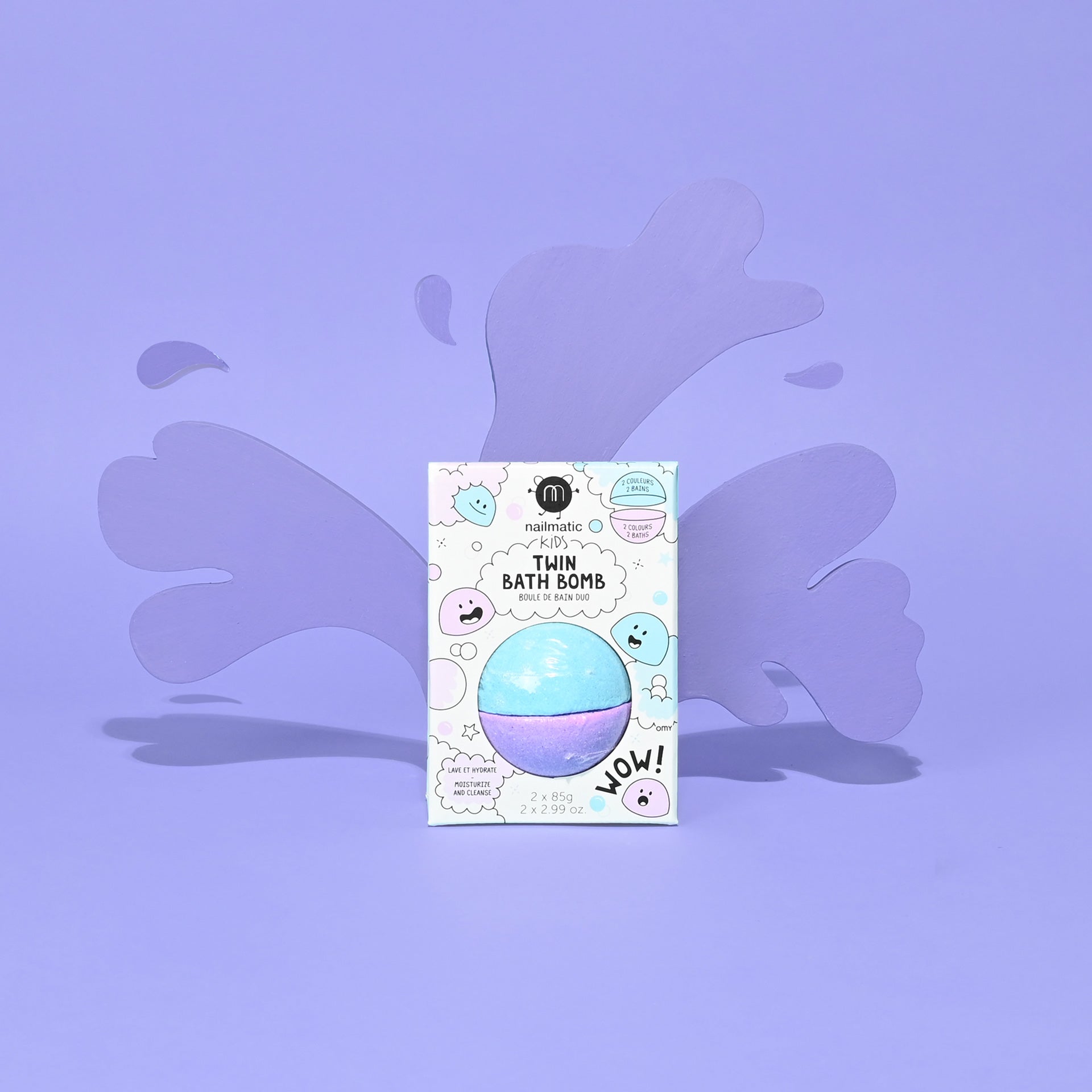 Nailmatic Bath Bomb for Kids DUOS Blue and Violet | Playroom Avenue