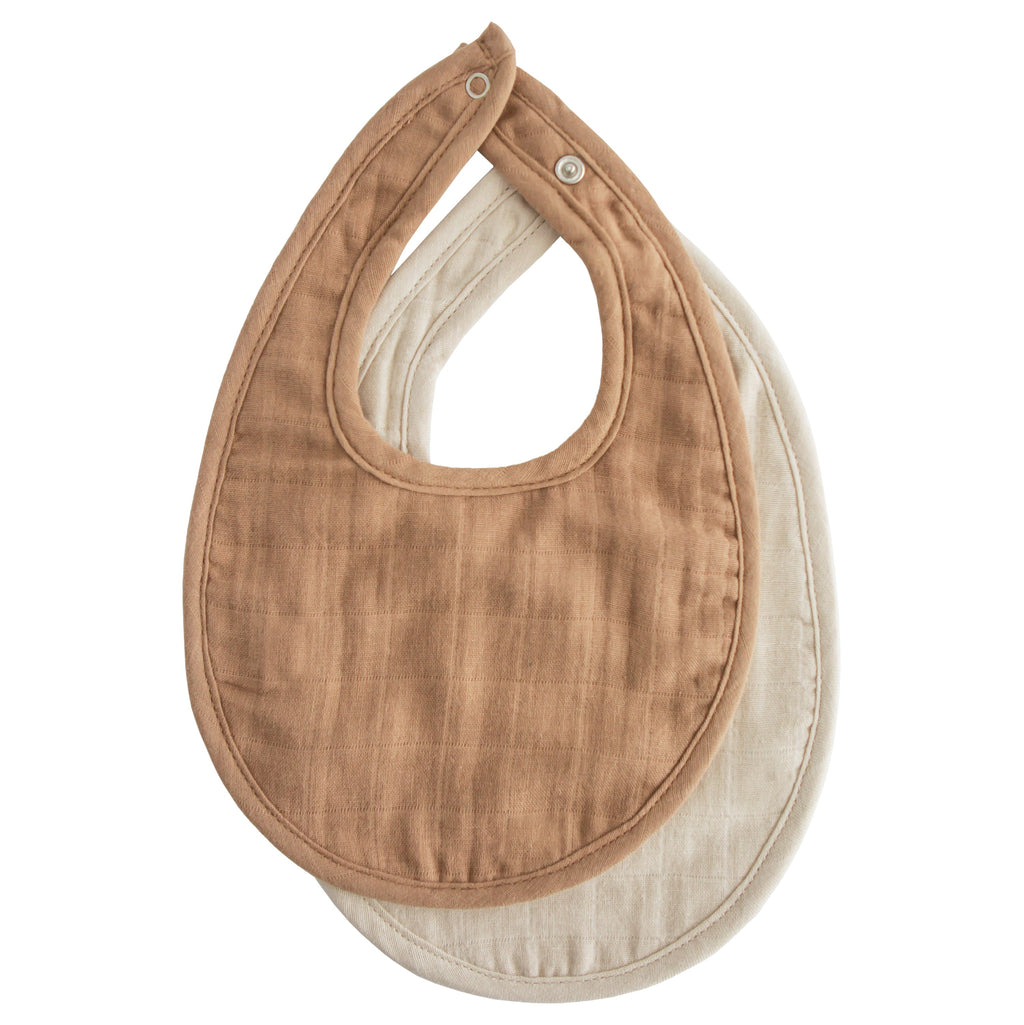 Mushie Muslin Bib Tan Fog | Playroom Avenue