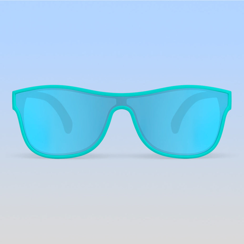 ro•sham•bo eyewear Weird Science Shield | Toddler Mirrored Blue Lens Mint Frame | Playroom Avenue