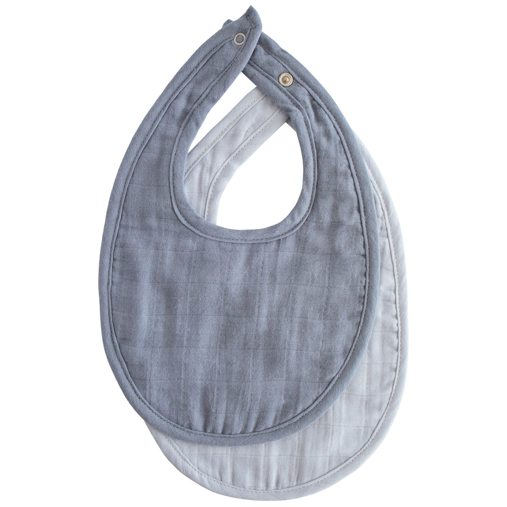 Mushie Muslin Bib Tradewinds Baby Blue | Playroom Avenue