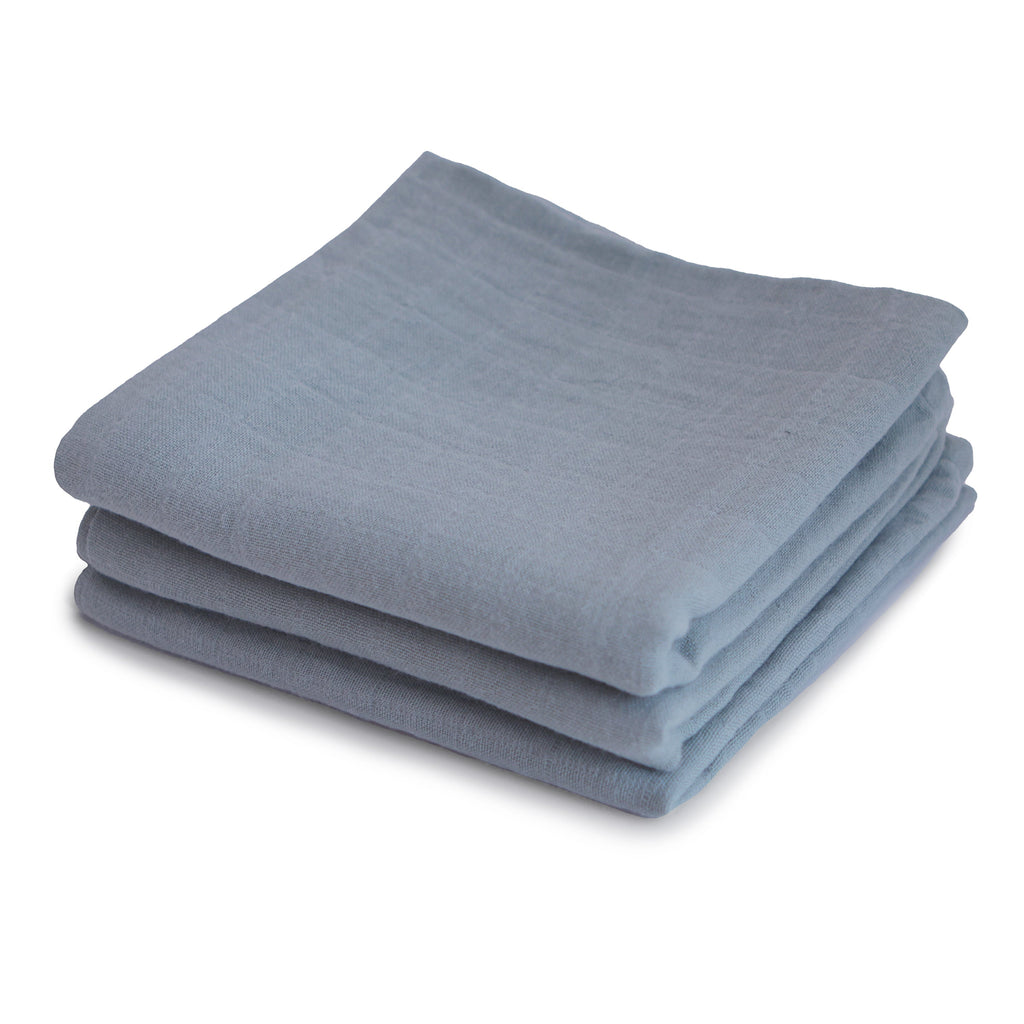Mushie Organic Cotton Muslin Cloths 3-Pack Tradewinds | Playroom Avenue