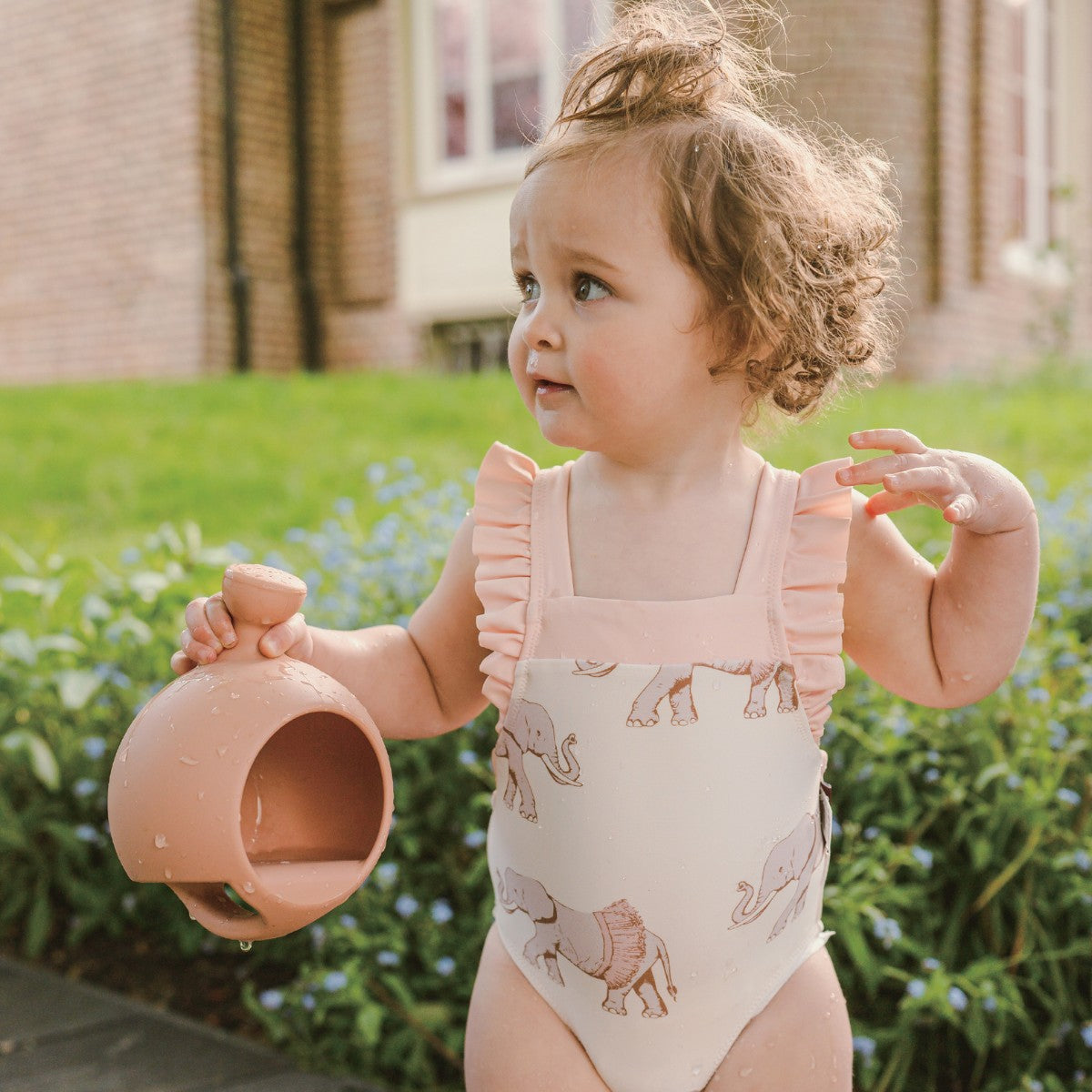 Milkbarn Summer Surf Ruffle Square Neck Swimsuit | Playroom Avenue