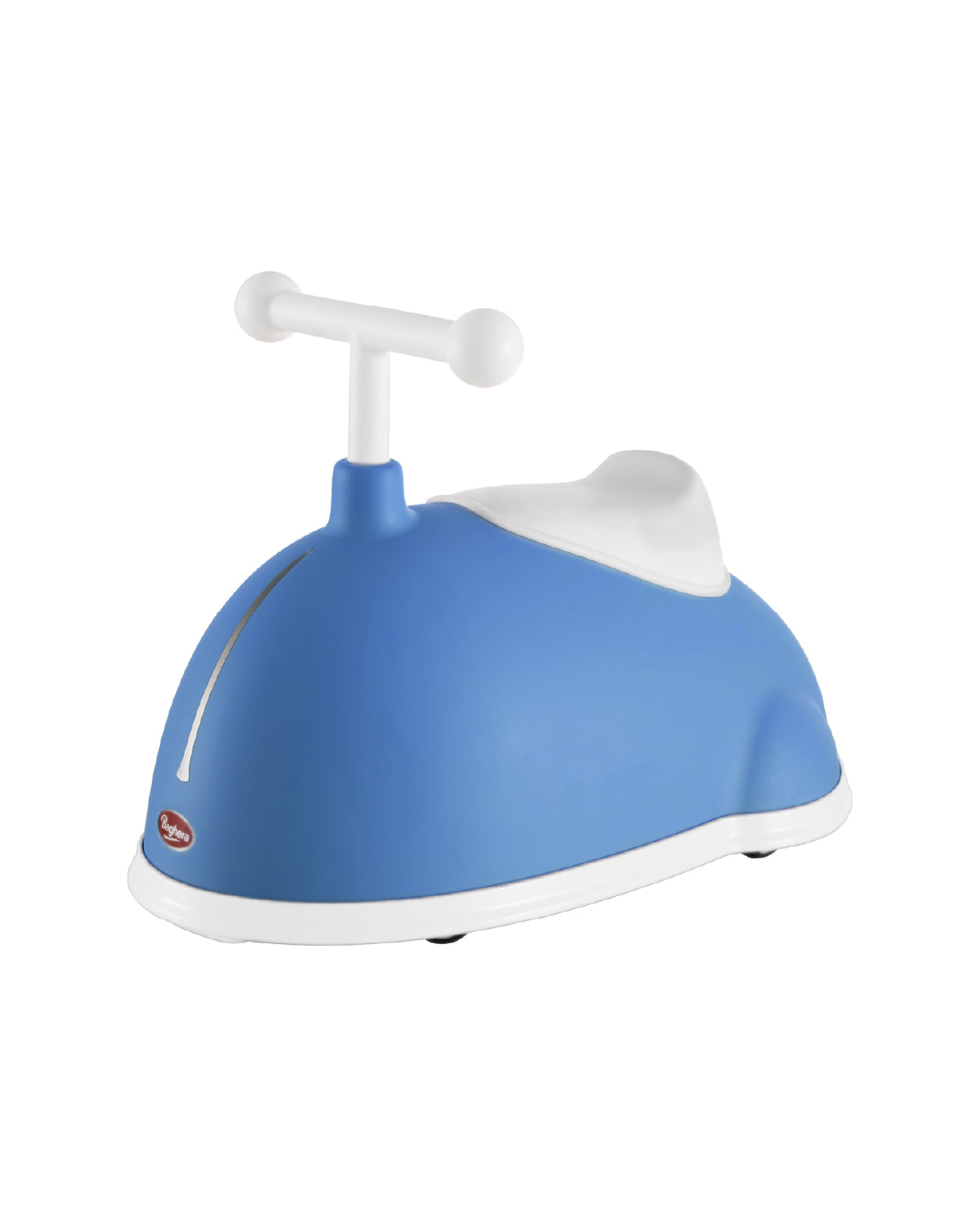 Blue and white children's baghera twister ride-on toy on a white background