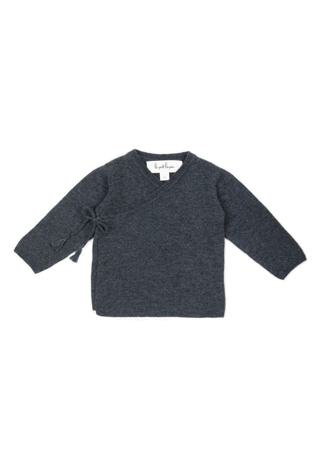 La Petit Lapin Cashmere Wrap Cardigan | Dark Gray Melange | Playroom Avenue