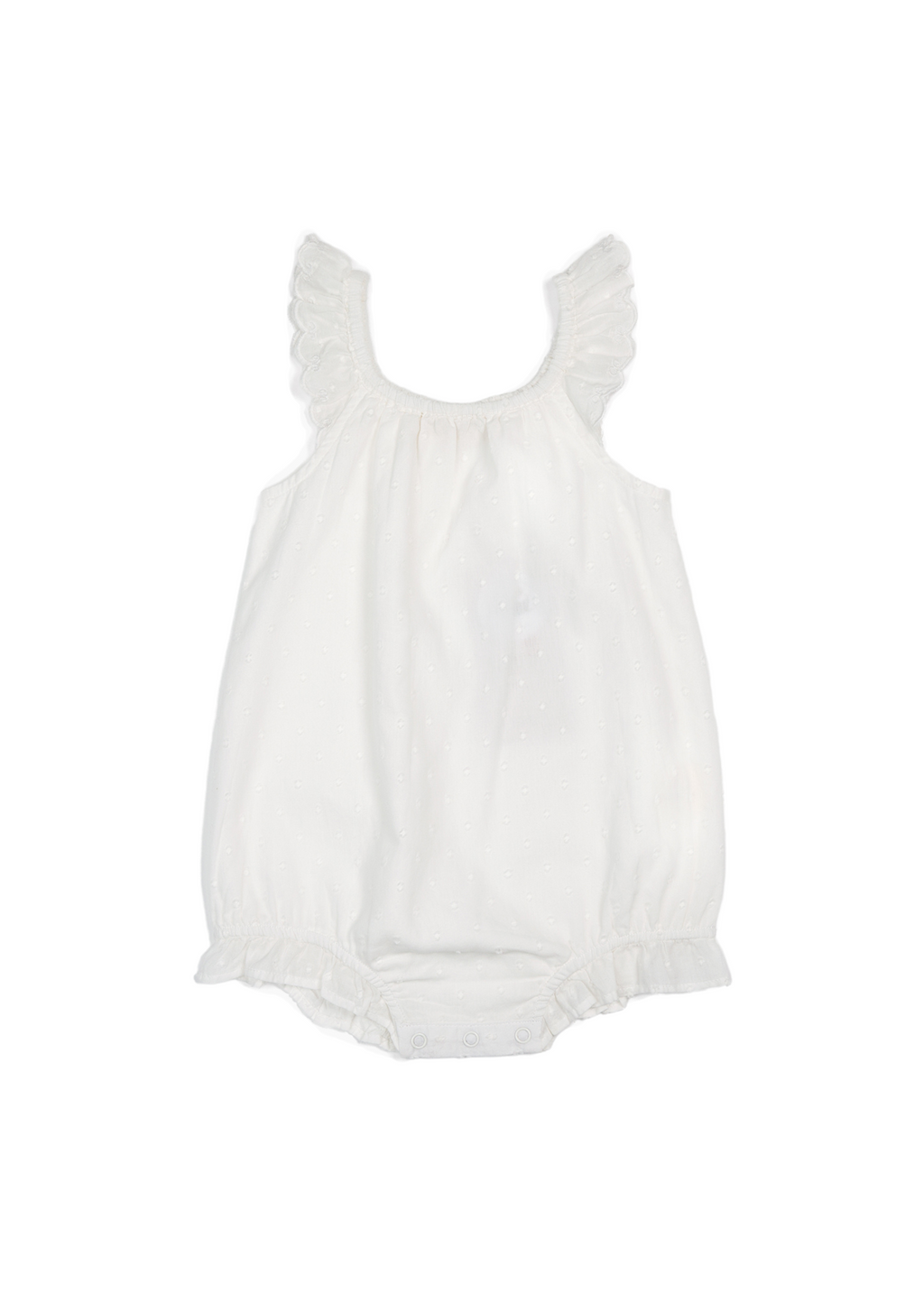 La Petit Lapin Calliope | Swiss Dot Embroidered Romper | Antique Ivory | Playroom Avenue