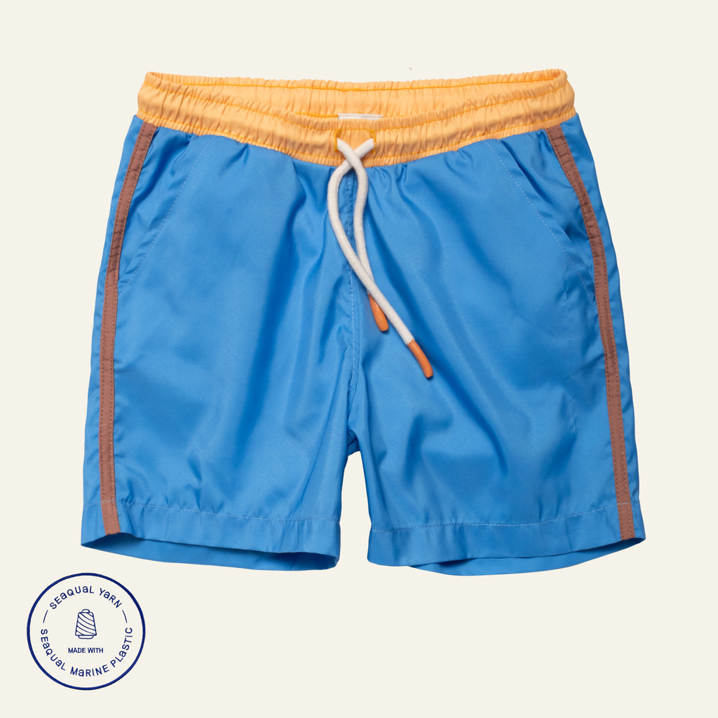 Mon Coeur Blue Colorblock Swim Trunk | Playroom Avenue
