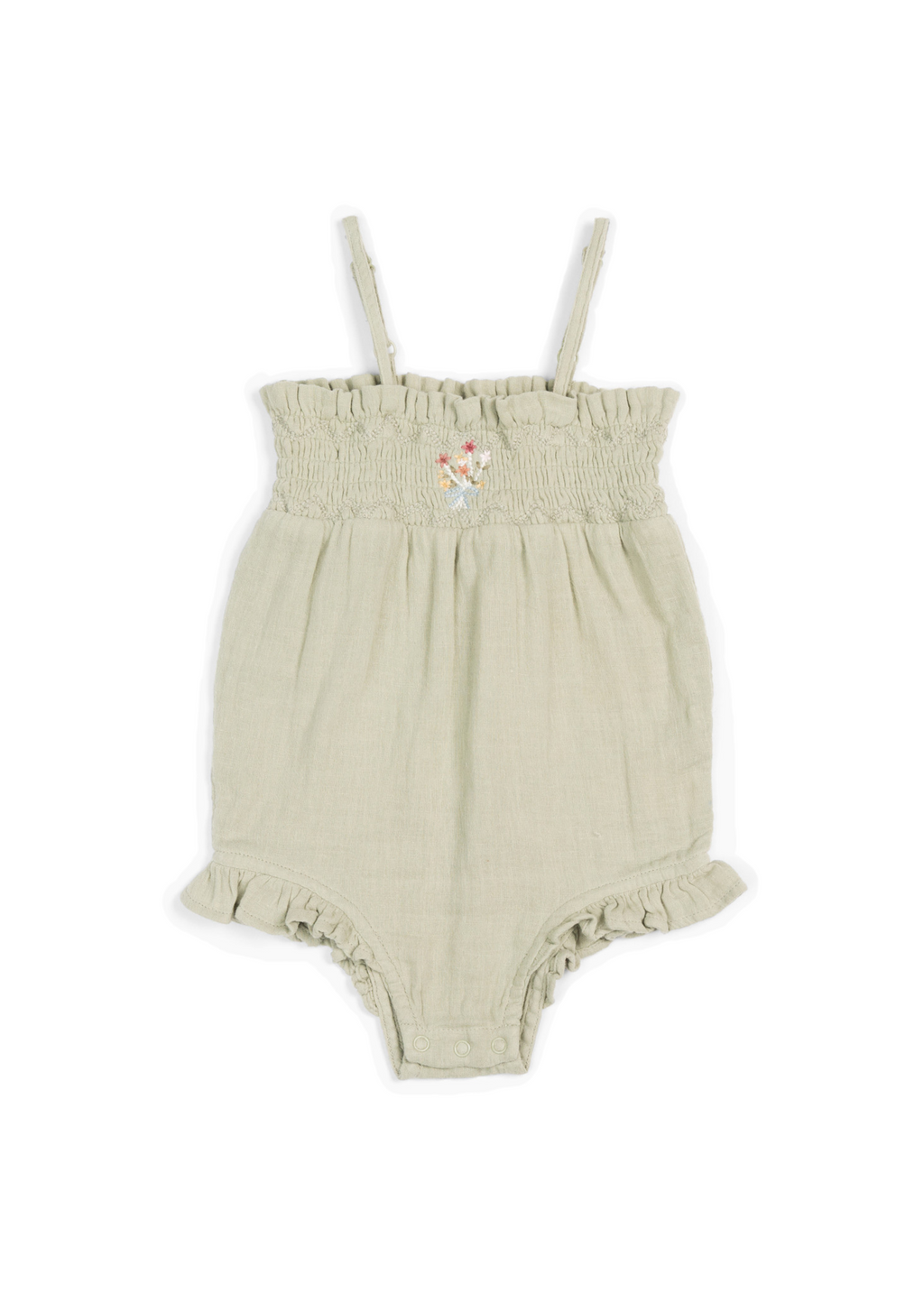 La Petit Lapin Gabrielle | Organic Muslin Cotton Bouquet Onesie | Sage | Playroom Avenue