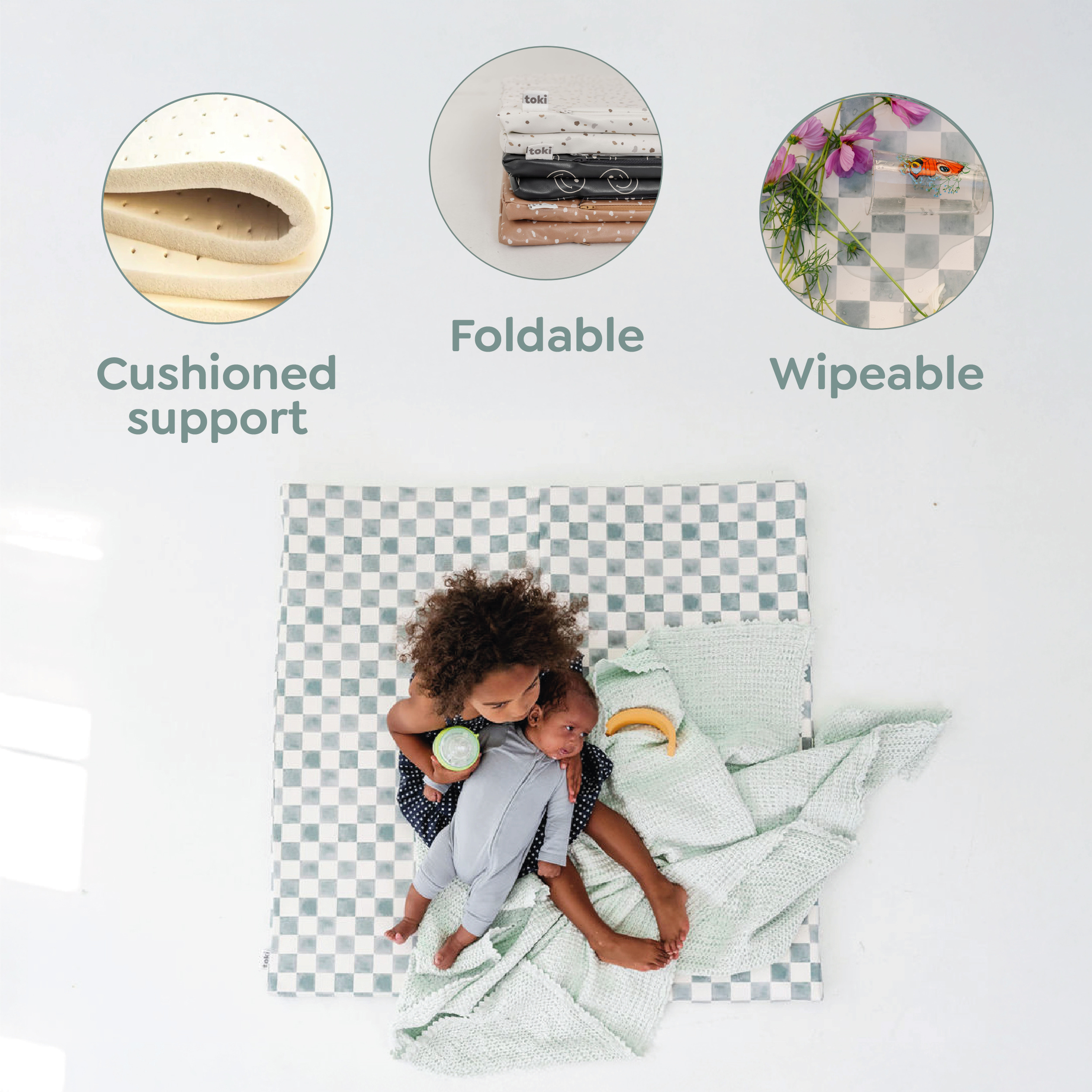 Toki Kids Terrazzo Slate Vegan Leather Mat | Playroom Avenue