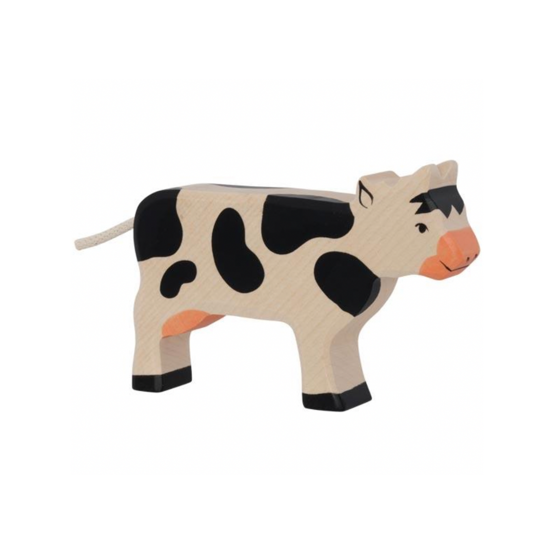 Holztiger Wooden Black Cow Figure | Playroom Avenue