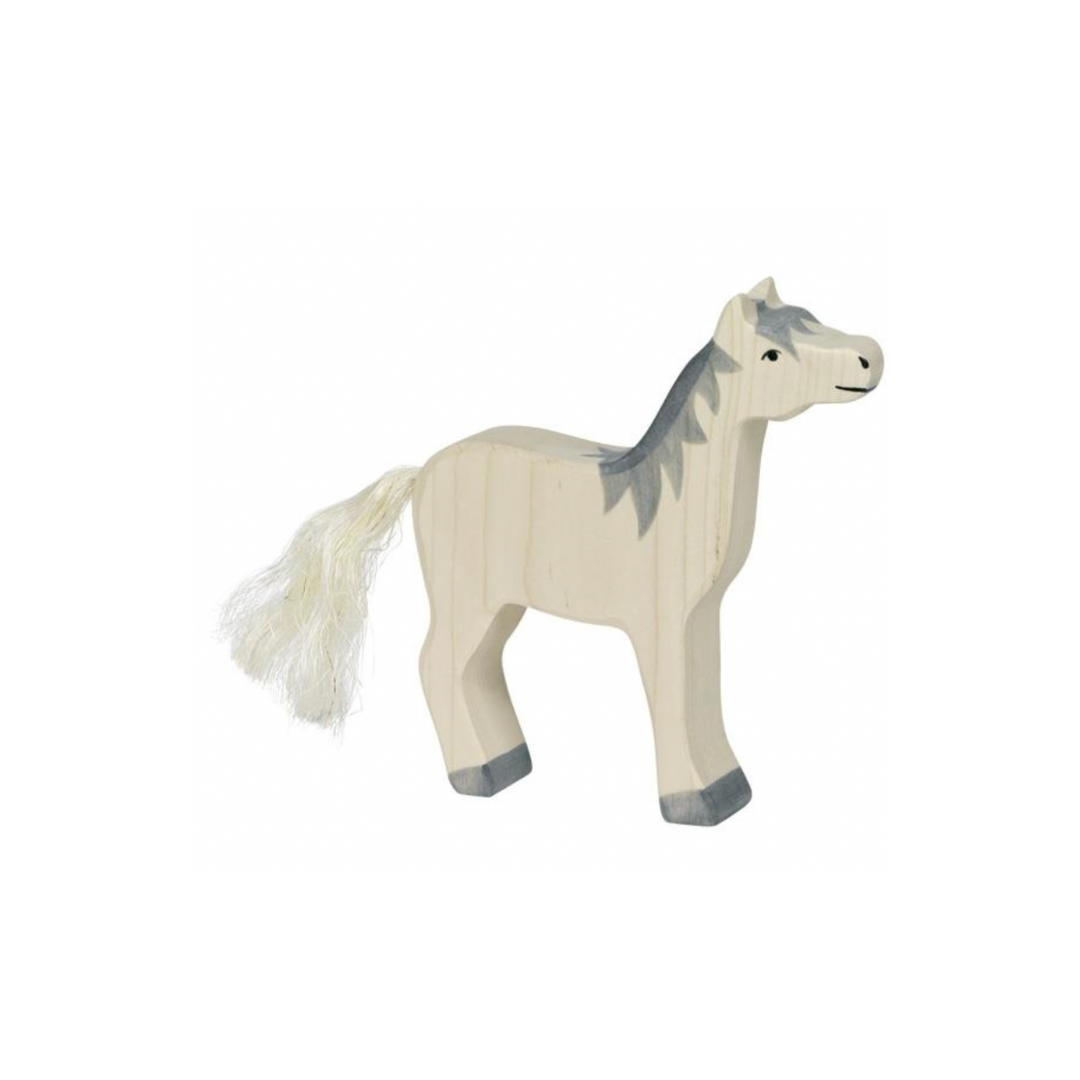 Holztiger Horse Gray Mane Head Raised | Playroom Avenue