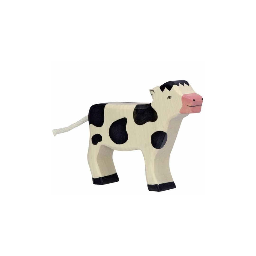 Holztiger Wooden Black Standing Calf Figure | Playroom Avenue