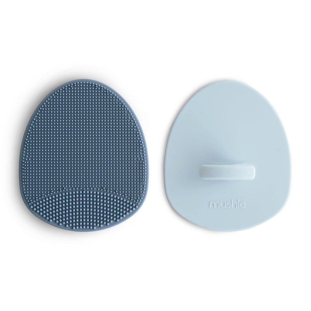 Mushie Cradle Cap Brushes Tradewinds Periwinkle | Playroom Avenue
