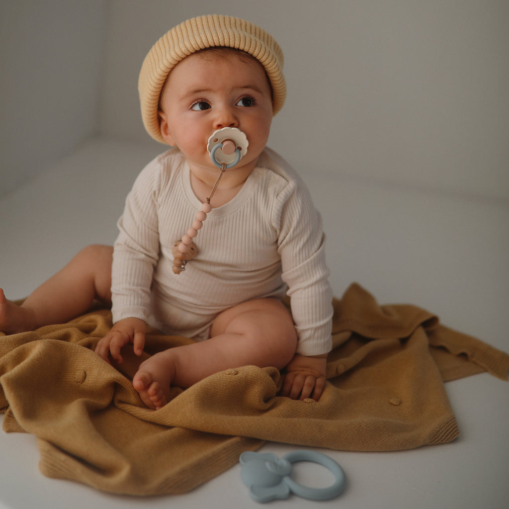 Mushie Silicone Pacifier Clip | Eva | Playroom Avenue