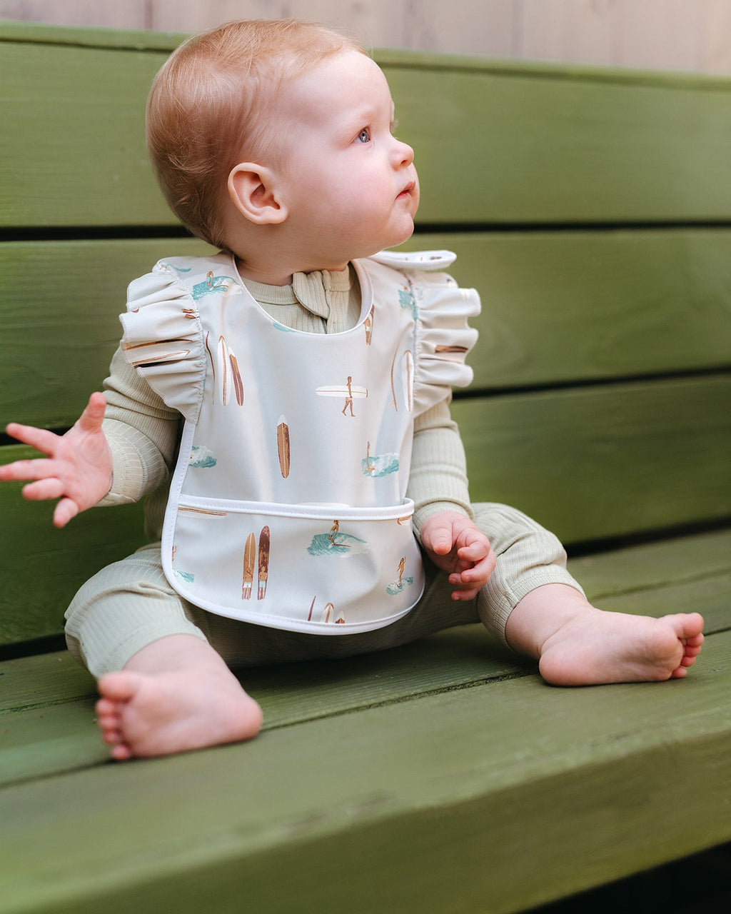 Milkbarn Strawberry Ruffle Pocket Bib | Playroom Avenue