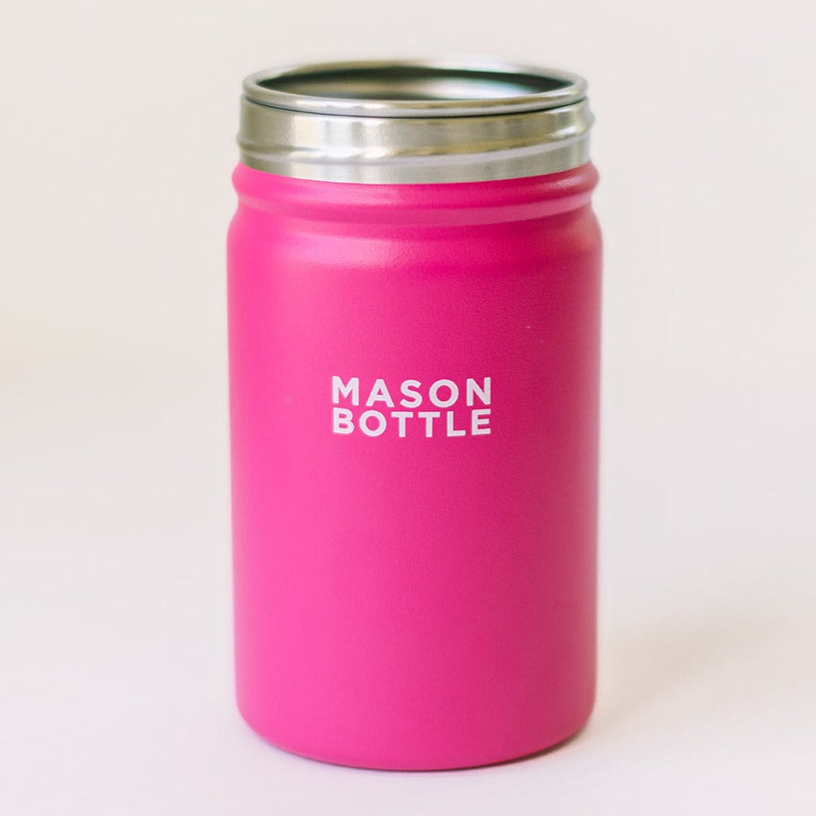 Mason Bottle Stainless Steel Mason Jar, 16oz Dahlia Pink | Playroom Avenue