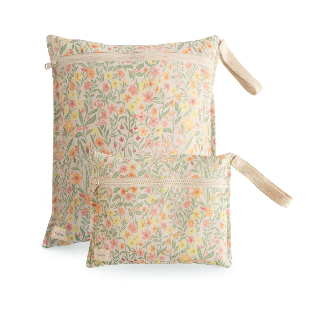 Mushie Water Resistant Wet Bag Pastel Blooms | Playroom Avenue