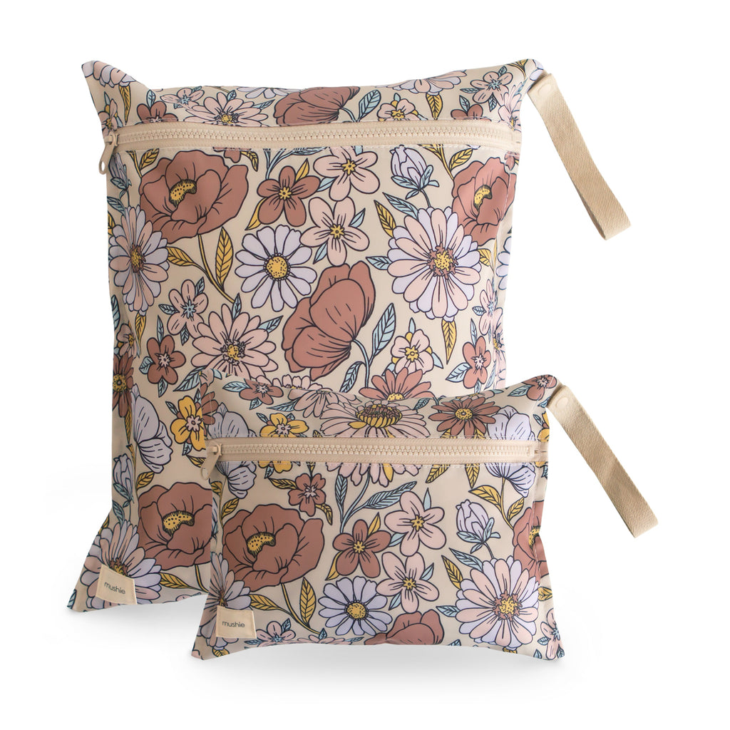 Mushie Water Resistant Wet Bag Retro Flowers | Playroom Avenue