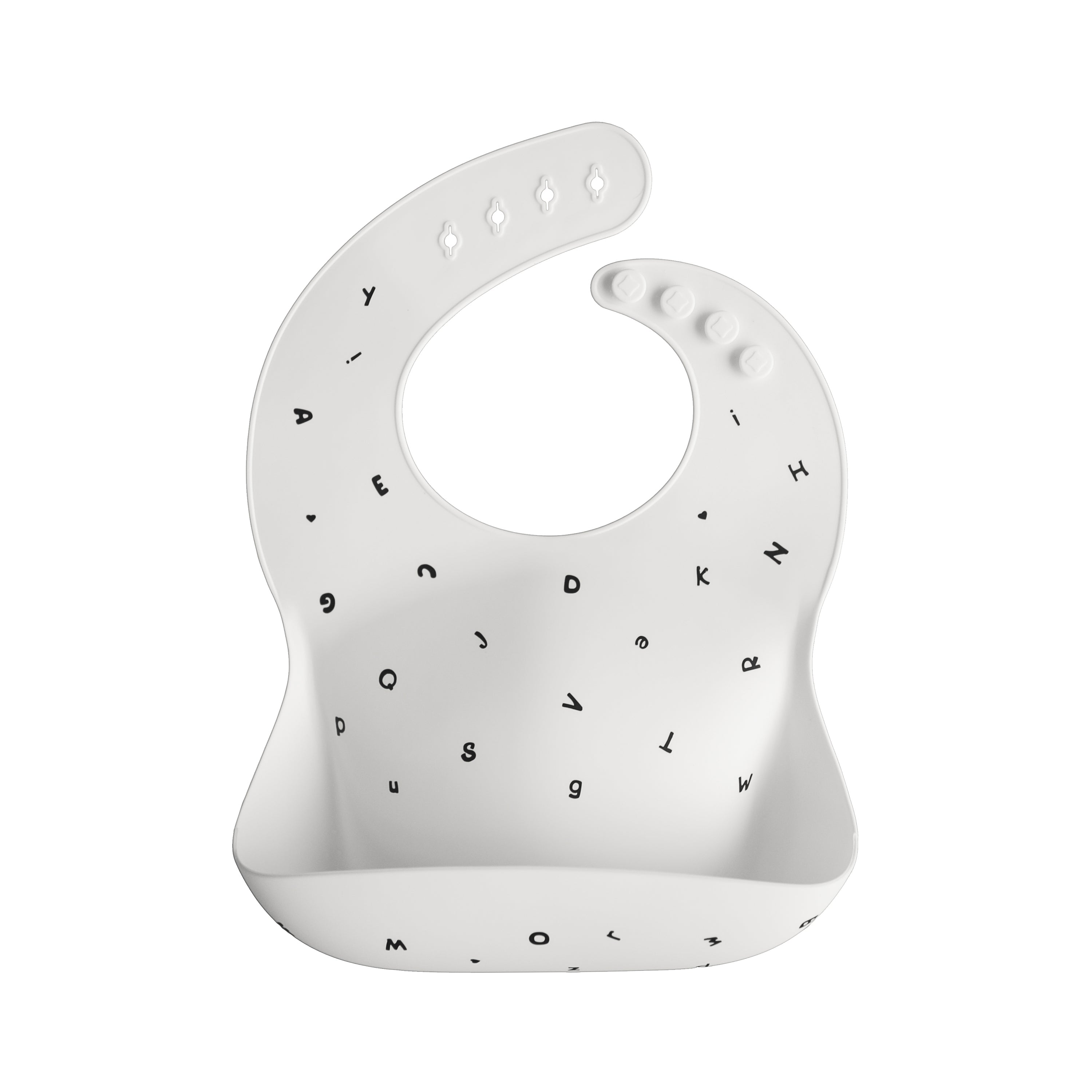Mushie Silicone Baby Bib Letters White | Playroom Avenue