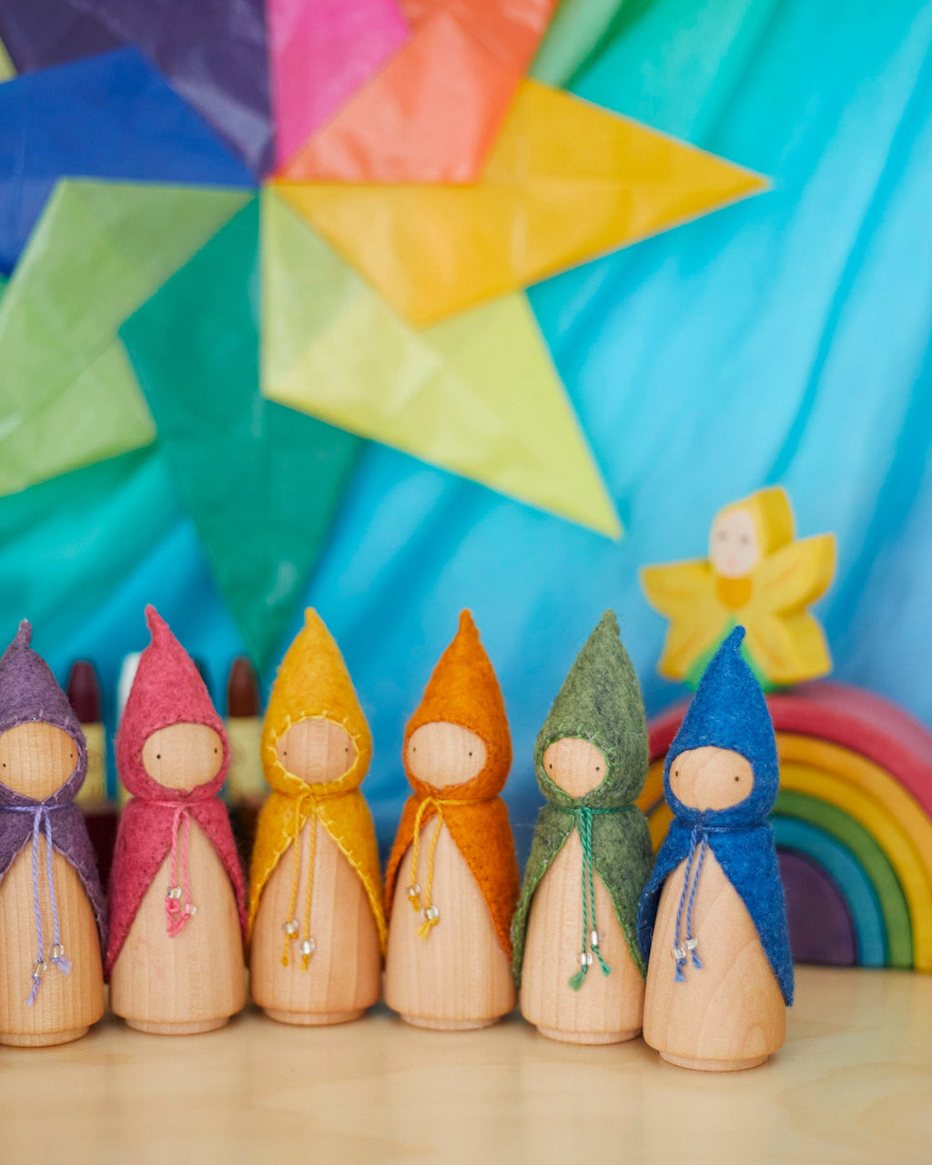 Wonderheart Colors of the Week Wooden Gnome Set | Playroom Avenue