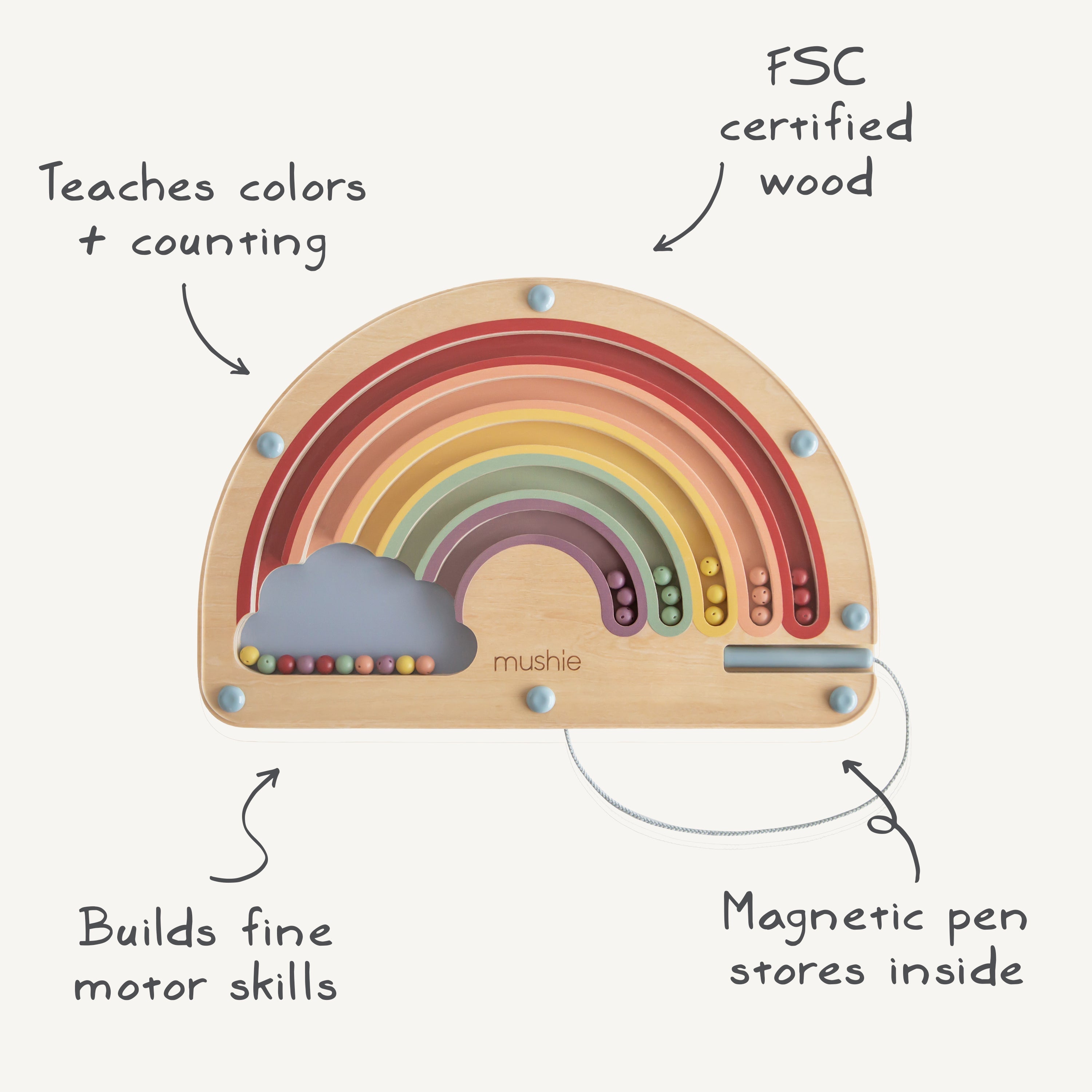 Mushie Wooden Magnetic Rainbow Maze | Playroom Avenue