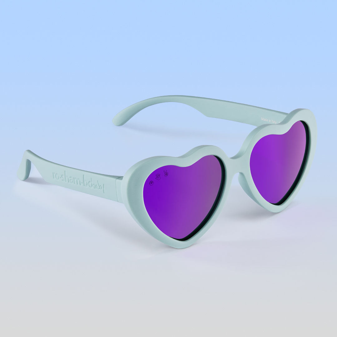 Splash Hearts | Junior Polarized Mirrored (Purple) Lens Aqua Frame | Playroom Avenue