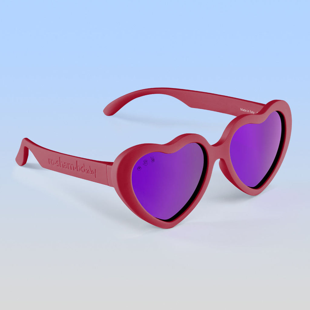 ro•sham•bo Buffy Hearts | Baby Polarized Mirrored (Purple) Lens Cranberry Red Frame | Playroom Avenue