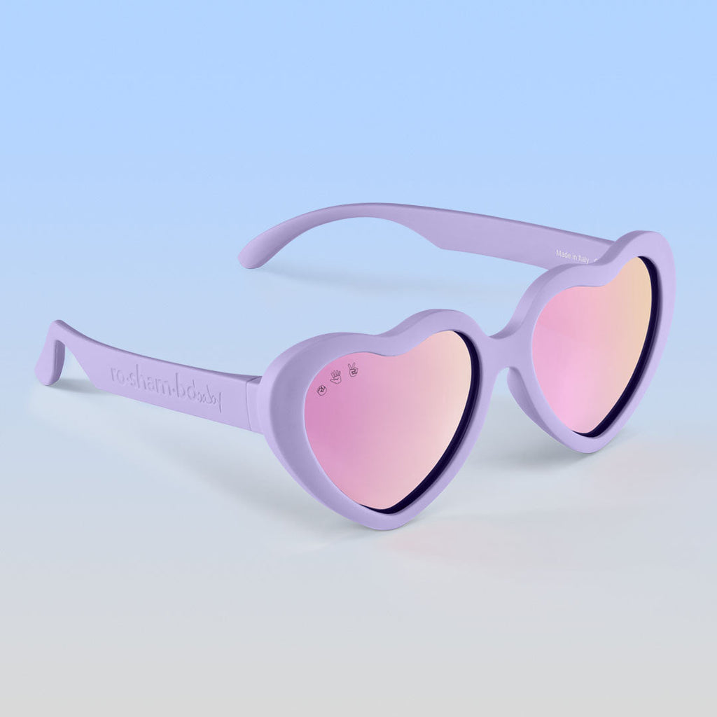 ro•sham•bo Blossom Hearts | Toddler Polarized Mirrored (Rose Gold) Lens Lilac Frame | Playroom Avenue