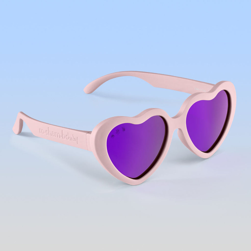 Topanga Hearts | Junior Polarized Mirrored (Purple) Lens Peach Frame | Playroom Avenue