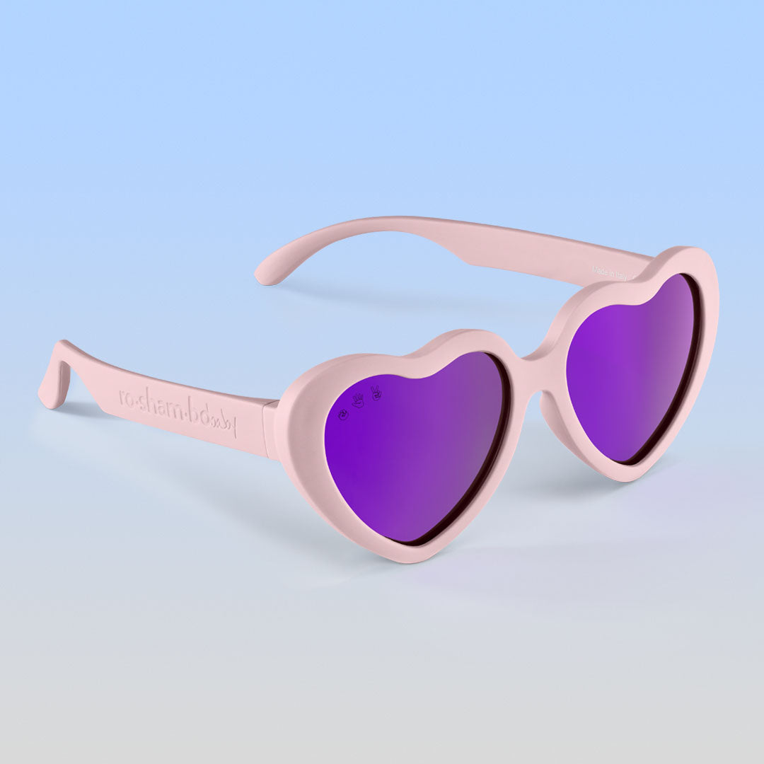 Topanga Hearts | Junior Polarized Mirrored (Purple) Lens Peach Frame | Playroom Avenue