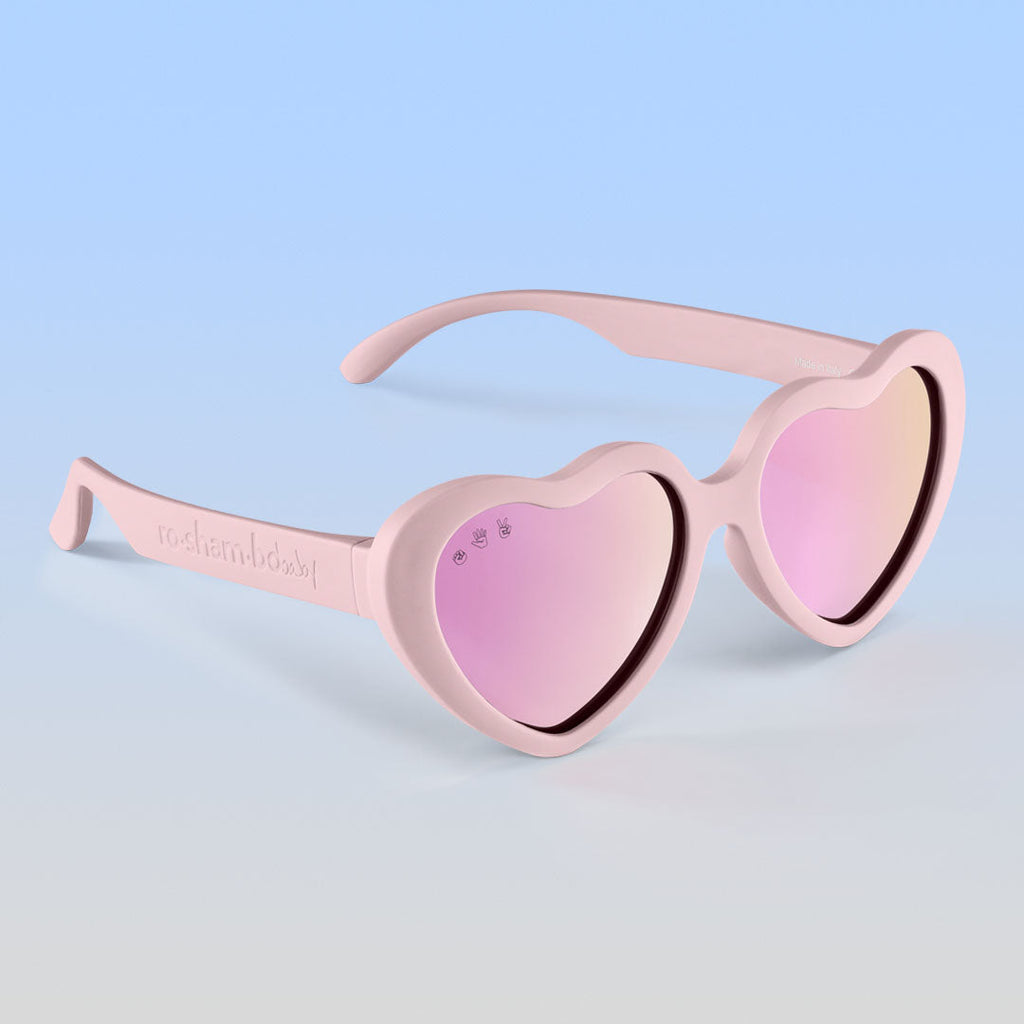 Topanga Hearts | Junior Polarized Mirrored (Rose Gold) Lens Peach Frame | Playroom Avenue