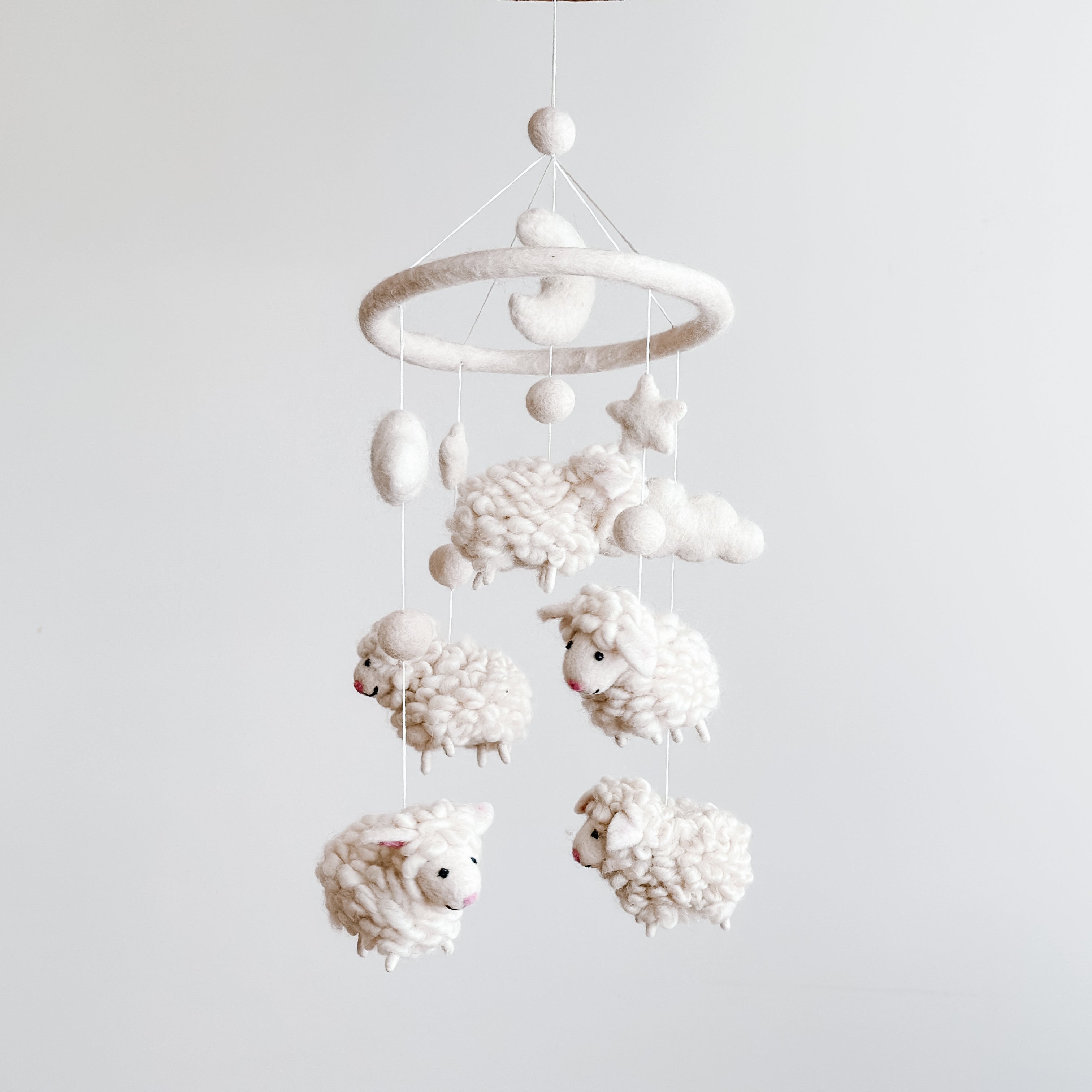 Ganapati Crafts Co. Baby Mobile - Counting Sheep White | Playroom Avenue