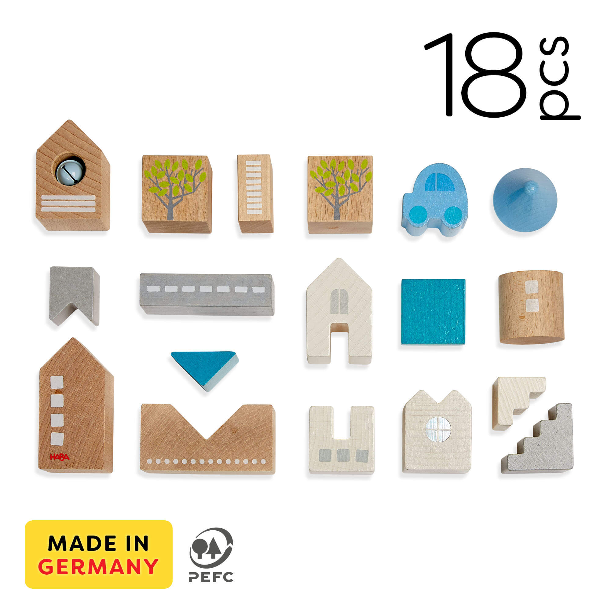 HABA Bad Rodach 18 Piece Wooden Building Blocks | Playroom Avenue