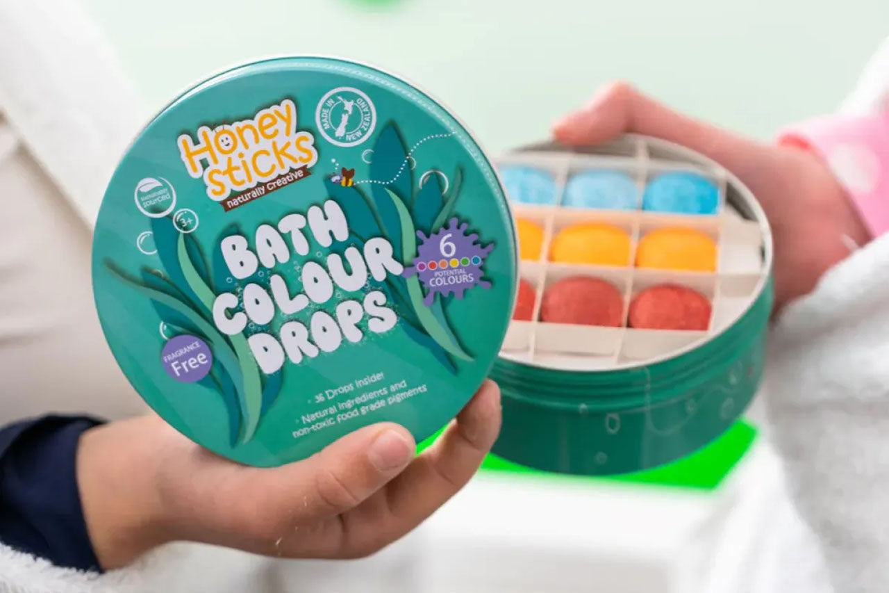 Honeysticks Bath Drops - Natural Bath Color Tablets for Kids | Playroom Avenue