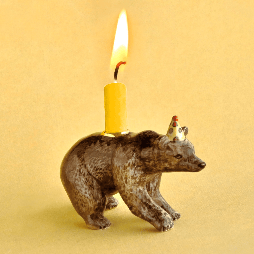 Camp Hollow Bear Cake Topper | Porcelain Party Animal | Candle Holder