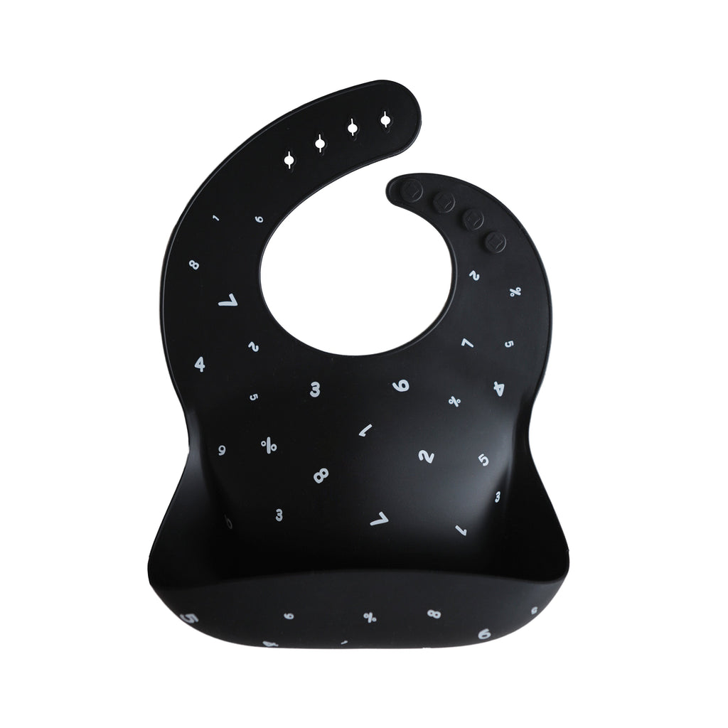 Mushie Silicone Baby Bib Numbers Black | Playroom Avenue