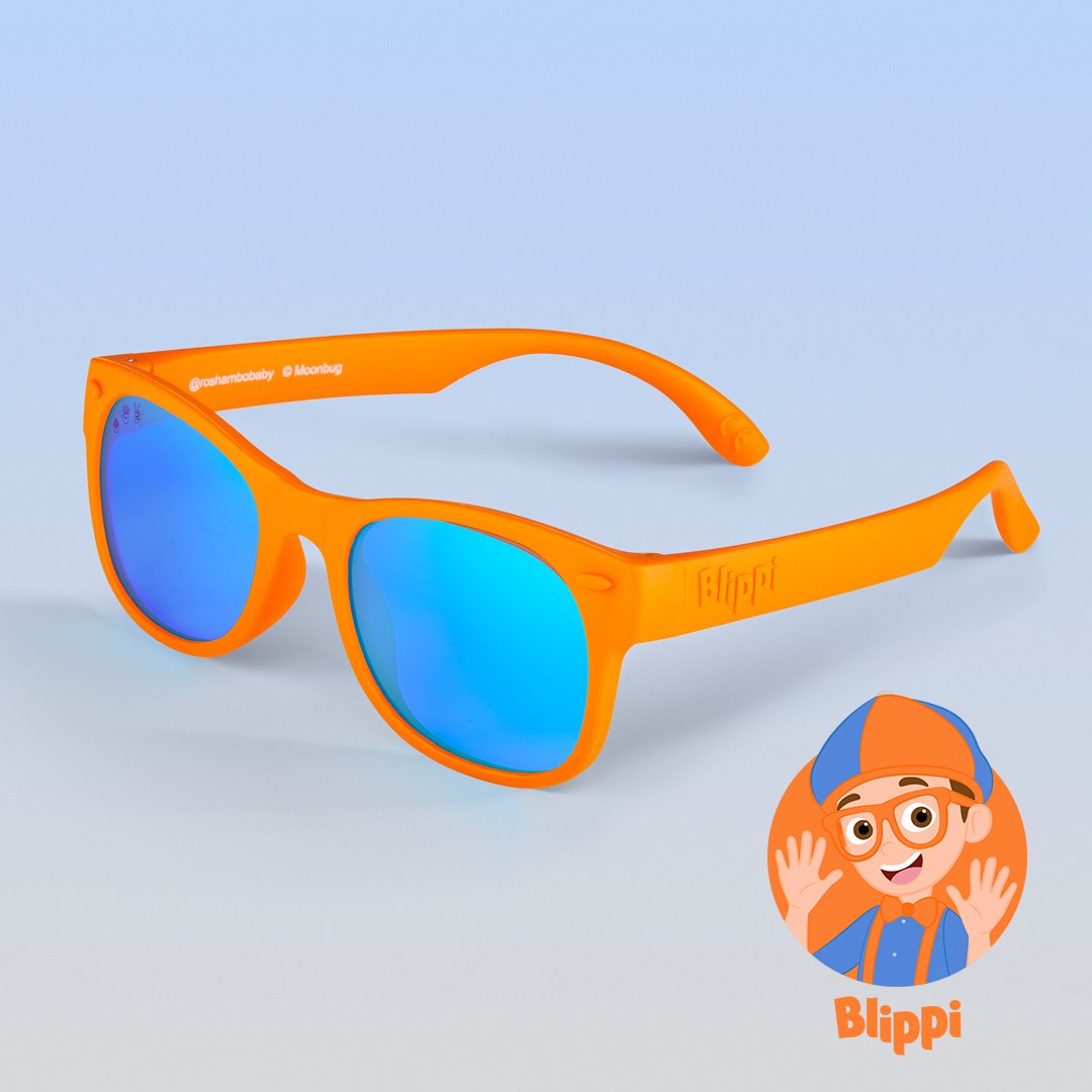 ro•sham•bo Blippi Shades for Kids Polarized Mirrored (Blue) Lens Blippi Orange Frame | Playroom Avenue