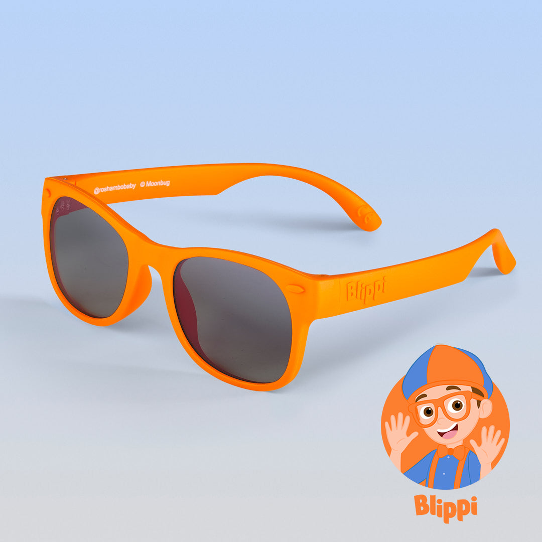 ro•sham•bo Blippi Shades | Baby Polarized Grey Lens Blippi Orange Frame | Playroom Avenue