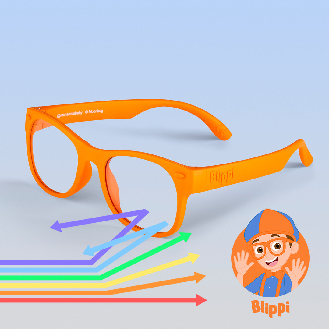 ro•sham•bo Blippi Screen Time Specs | Junior Blippi Orange Blue Light Filter | Playroom Avenue
