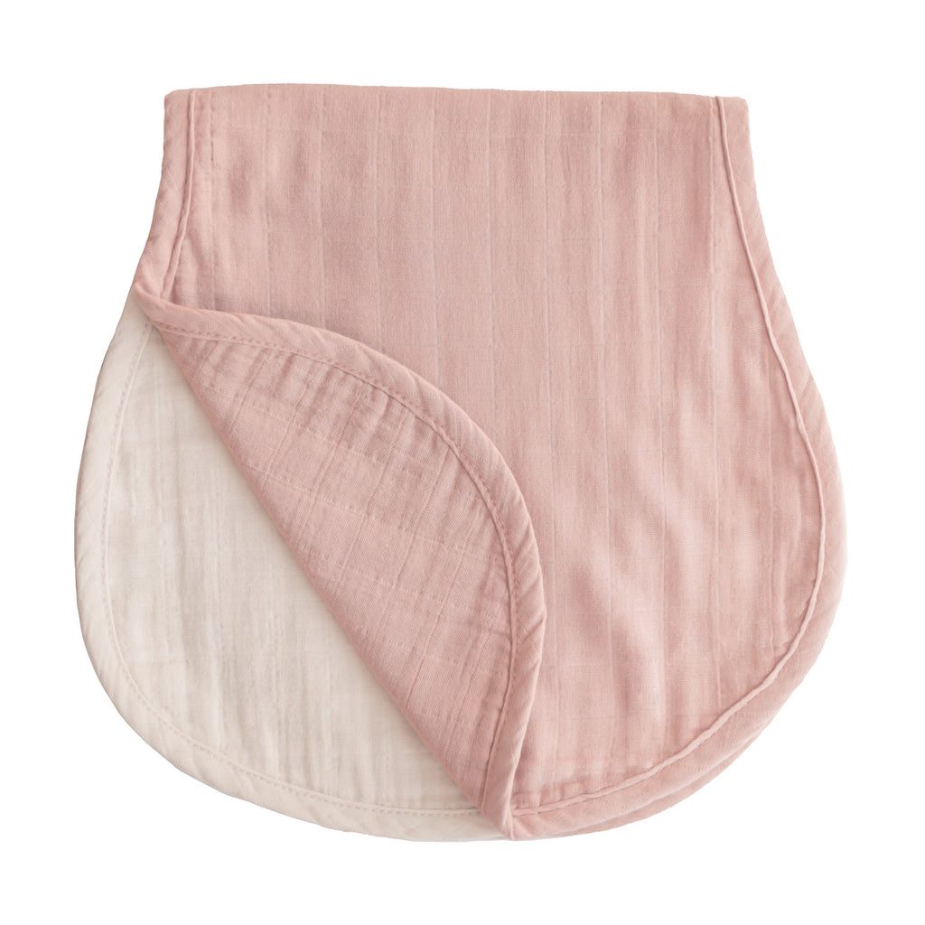 Mushie Organic Cotton Muslin Burp Cloth 2-Pack Blush Fog | Playroom Avenue
