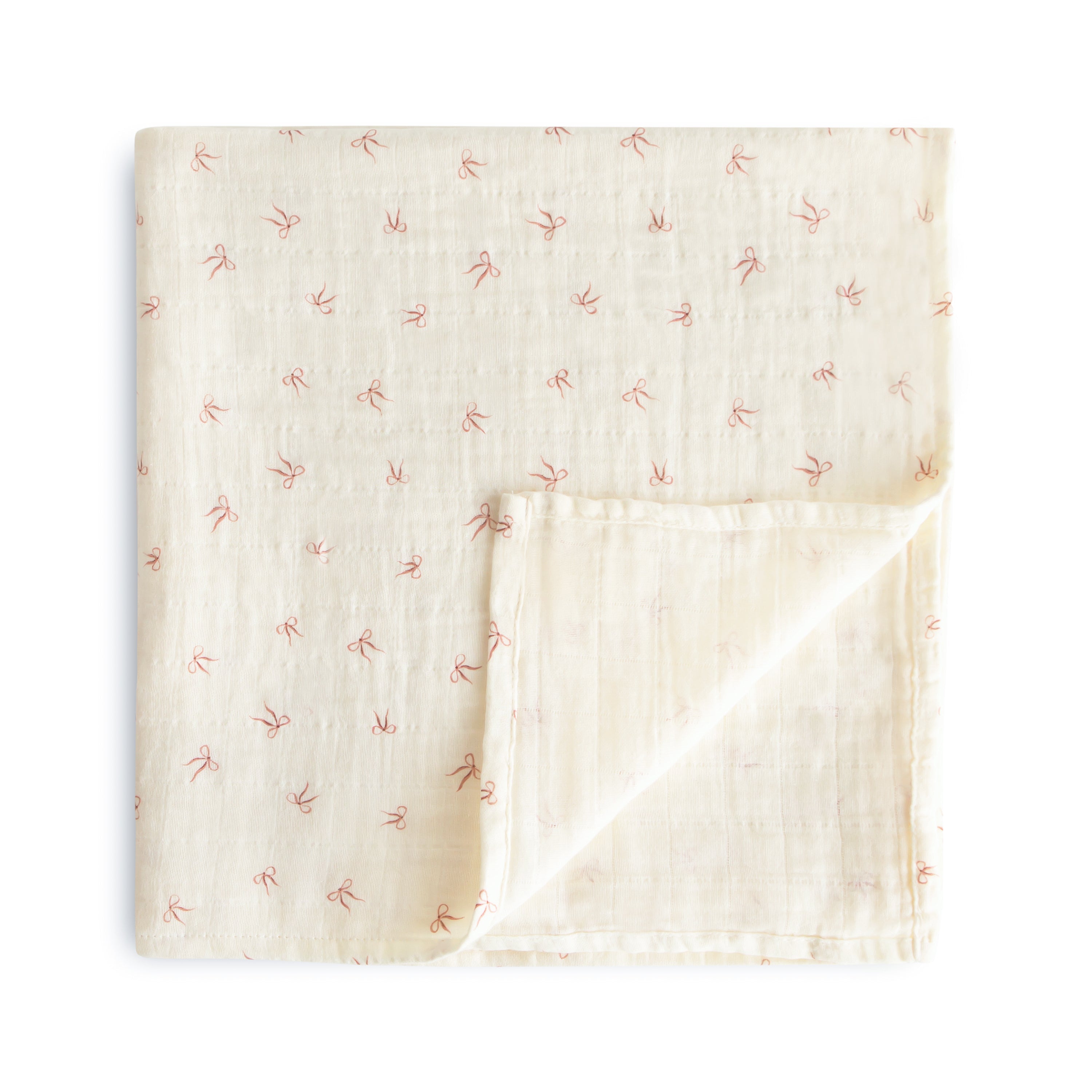 Mushie Organic Cotton Muslin Swaddle Blanket Bows | Playroom Avenue