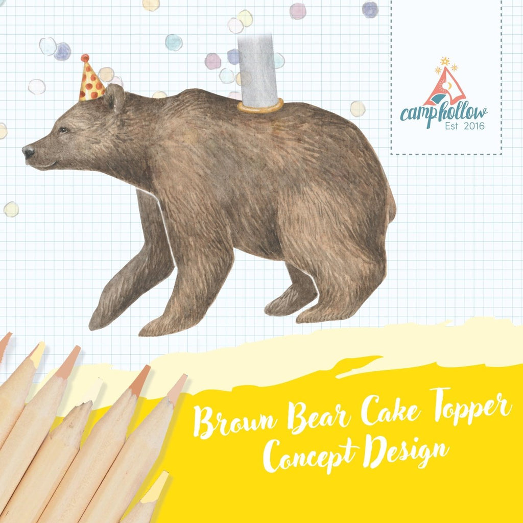 Camp Hollow Bear Cake Topper | Porcelain Party Animal | Candle Holder