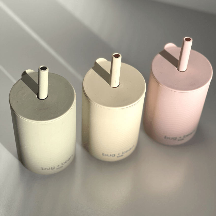 bug + bean kids Silicone Cup with Lid + Straw | Playroom Avenue