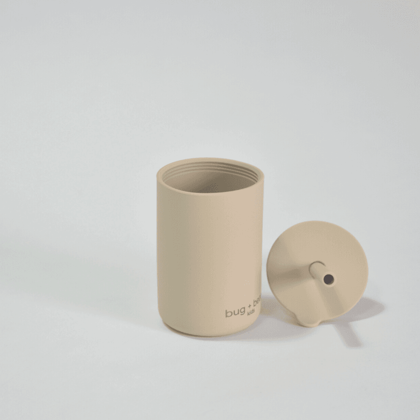bug + bean kids Silicone Cup with Lid + Straw | Playroom Avenue