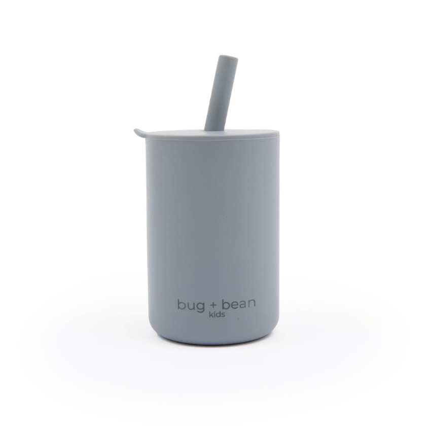 bug + bean kids Silicone Cup with Lid + Straw | Playroom Avenue