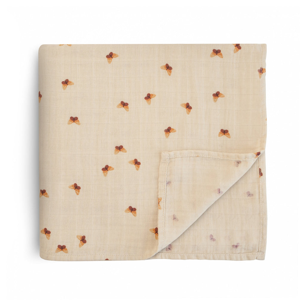 Mushie Organic Cotton Muslin Swaddle Blanket Butterflies | Playroom Avenue